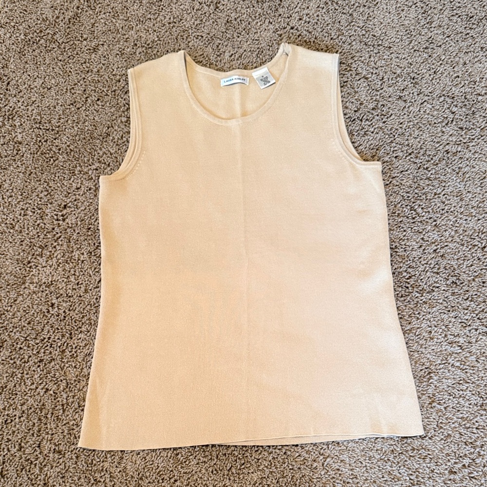 Laura Ashley Beige Sleeveless Tank Top